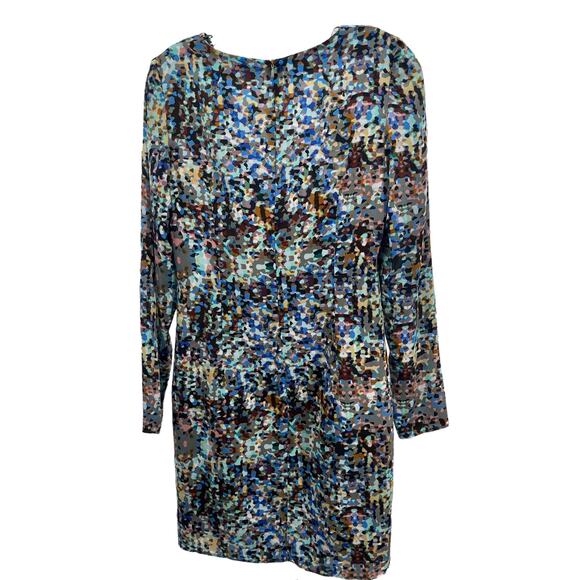 HUGO Hugo Boss Multicolor Abstract Silk Long Sleeve Sheath Dress Women Sz 2 - Picture 3 of 12